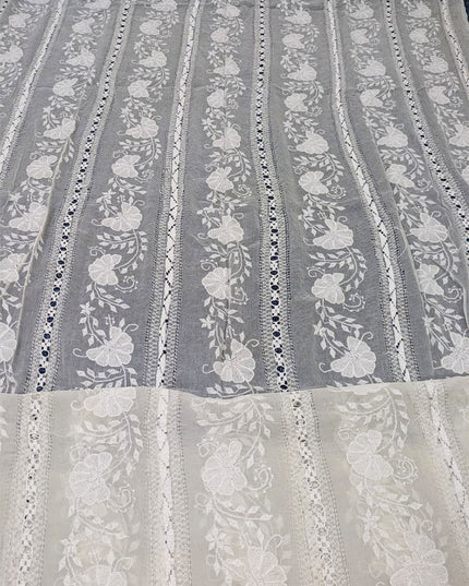 Dyeable Pure China Crinkle with Pakka Tanka + Tarkashi Work Dupatta