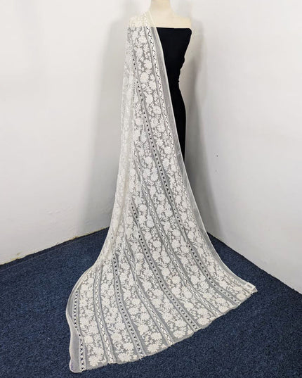 Handmade Pakka Tanka + Tarkashi Work Pure China Crinkle Dupatta (Dyeable)