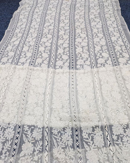 Handmade Pakka Tanka + Tarkashi Work Pure China Crinkle Dupatta (Dyeable)