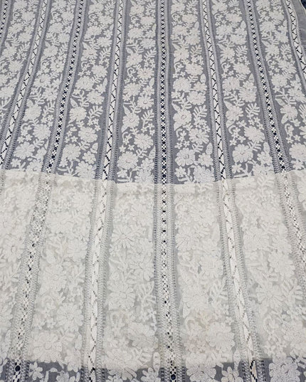 Handmade Pakka Tanka + Tarkashi Work Pure China Crinkle Dupatta (Dyeable)
