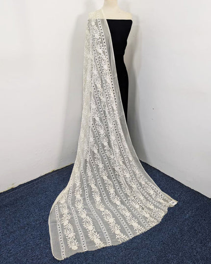Pure China Crinkle with Pakka Tanka + Tarkashi Work Dyeable Dupatta