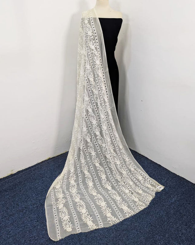 Pure China Crinkle with Pakka Tanka + Tarkashi Work Dyeable Dupatta