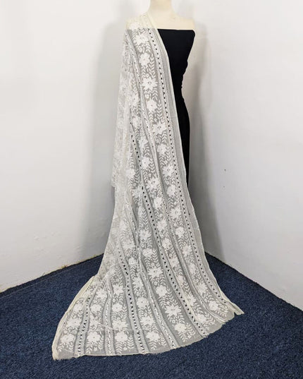 Dyeable Pure China Crinkle with Pakka Tanka + Tarkashi Work Dupatta