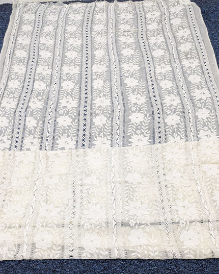 Dyeable Pure China Crinkle with Pakka Tanka + Tarkashi Work Dupatta