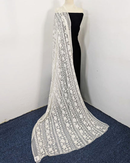 Handmade Pakka Tanka + Tarkashi Work Pure China Crinkle Dyeable Dupatta