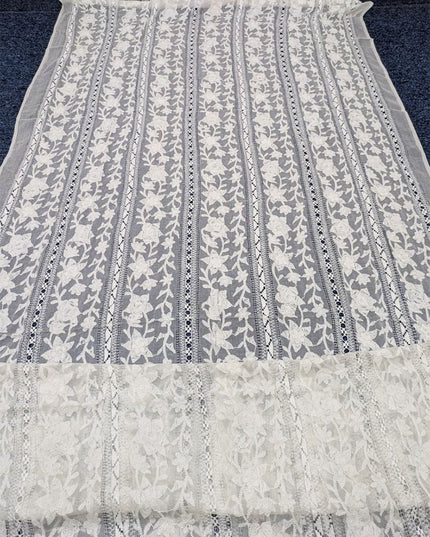 Handmade Pakka Tanka + Tarkashi Work Pure China Crinkle Dyeable Dupatta
