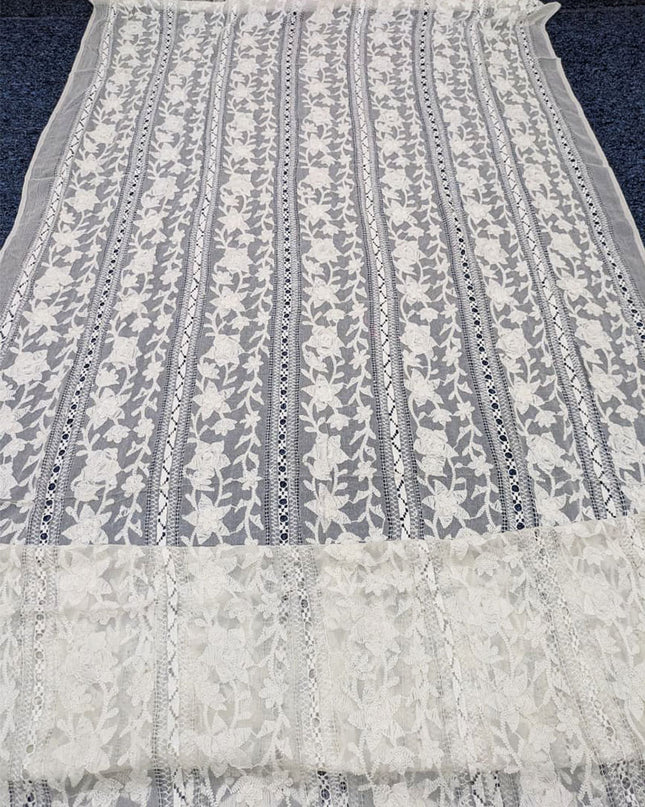 Handmade Pakka Tanka + Tarkashi Work Pure China Crinkle Dyeable Dupatta