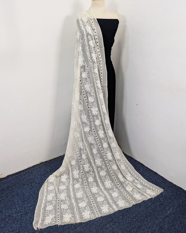 Pure China Crinkle with Pakka Tanka + Tarkashi Work Dupatta (Dyeable)