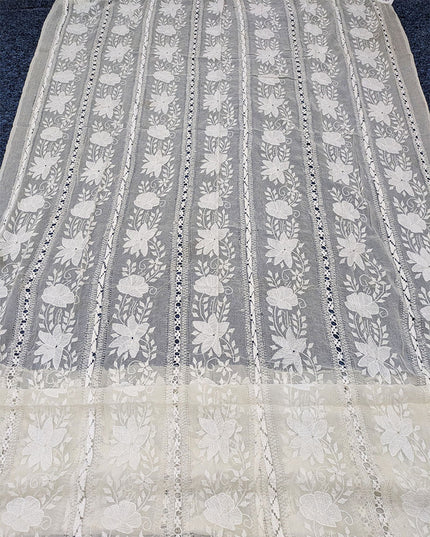 Pure China Crinkle with Pakka Tanka + Tarkashi Work Dupatta (Dyeable)