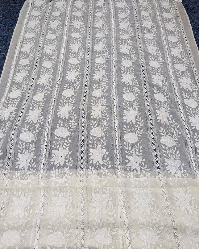 Pure China Crinkle with Pakka Tanka + Tarkashi Work Dupatta (Dyeable)