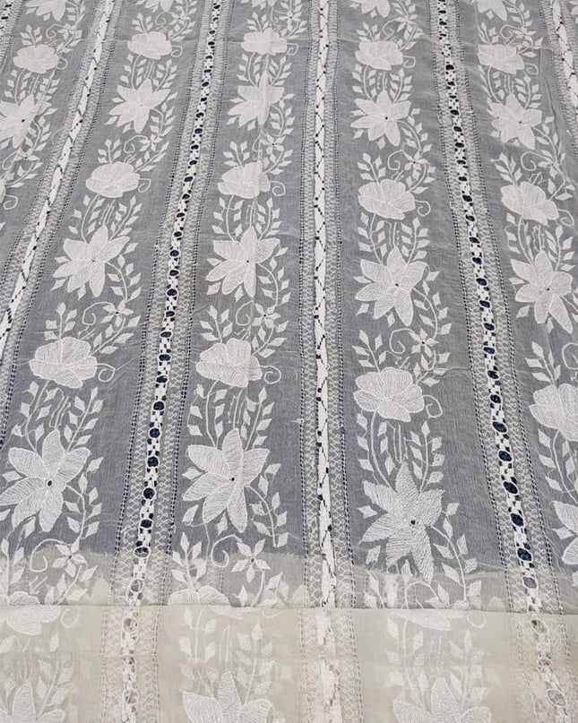 Pure China Crinkle with Pakka Tanka + Tarkashi Work Dupatta (Dyeable)