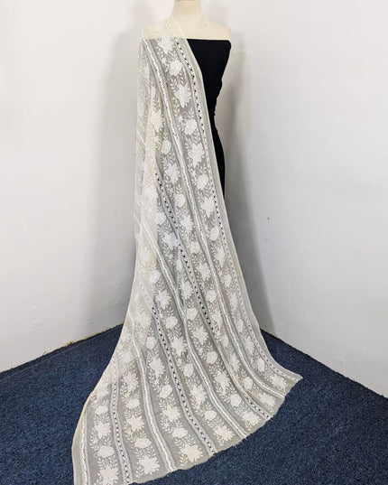 Dyeable Pure China Crinkle with Pakka Tanka + Tarkashi Work Dupatta