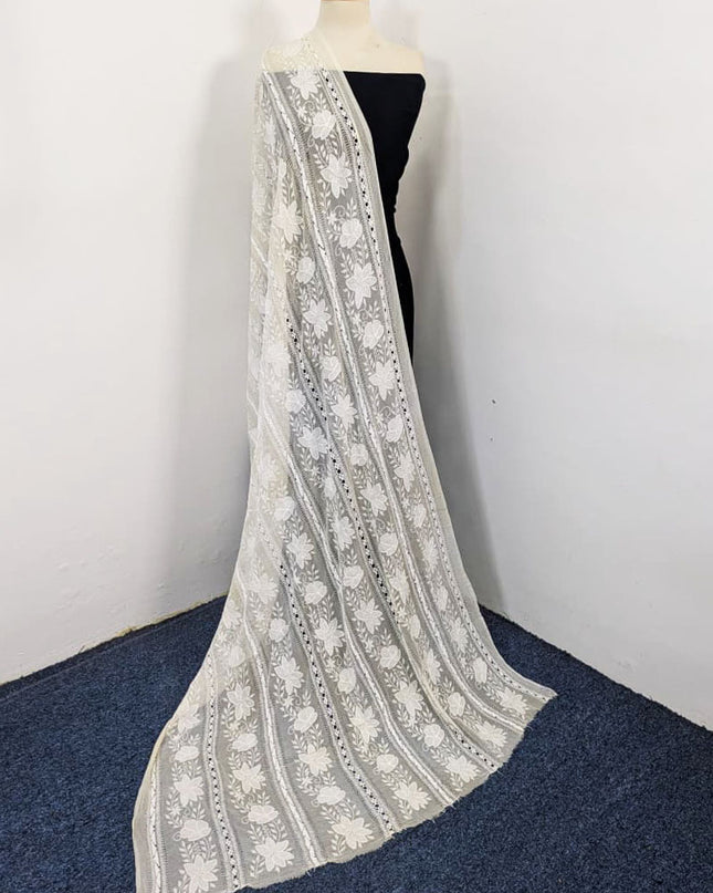 Dyeable Pure China Crinkle with Pakka Tanka + Tarkashi Work Dupatta