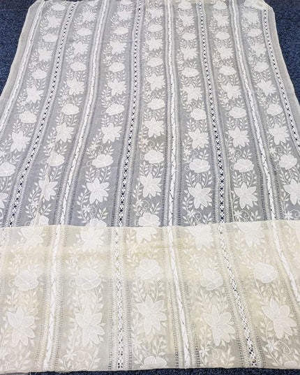 Dyeable Pure China Crinkle with Pakka Tanka + Tarkashi Work Dupatta