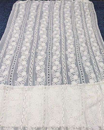 Handmade Pakka Tanka + Tarkashi Work Pure China Crinkle Dupatta (Dyeable)