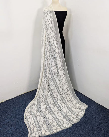Pure China Crinkle with Pakka Tanka + Tarkashi Work Dyeable Dupatta