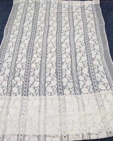 Pure China Crinkle with Pakka Tanka + Tarkashi Work Dyeable Dupatta