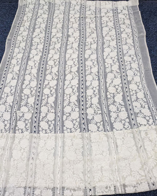 Pure China Crinkle with Pakka Tanka + Tarkashi Work Dyeable Dupatta