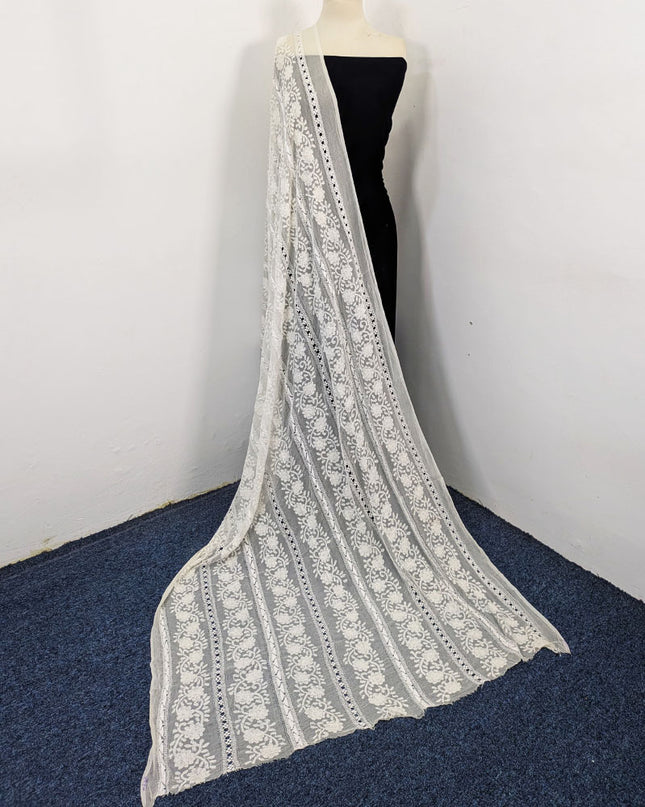 Dyeable Pure China Crinkle with Pakka Tanka + Tarkashi Work Dupatta