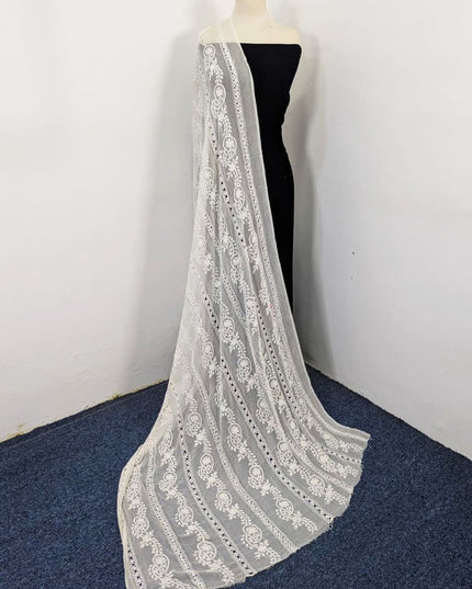 Pure China Crinkle with Pakka Tanka + Tarkashi Work Dupatta (Dyeable)