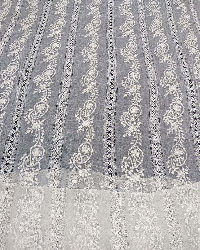 Pure China Crinkle with Pakka Tanka + Tarkashi Work Dupatta (Dyeable)