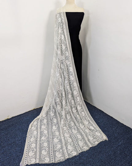 Dyeable Pure China Crinkle with Pakka Tanka + Tarkashi Work Dupatta