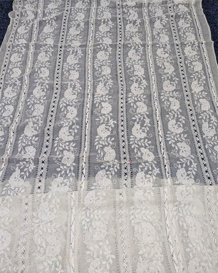 Dyeable Pure China Crinkle with Pakka Tanka + Tarkashi Work Dupatta