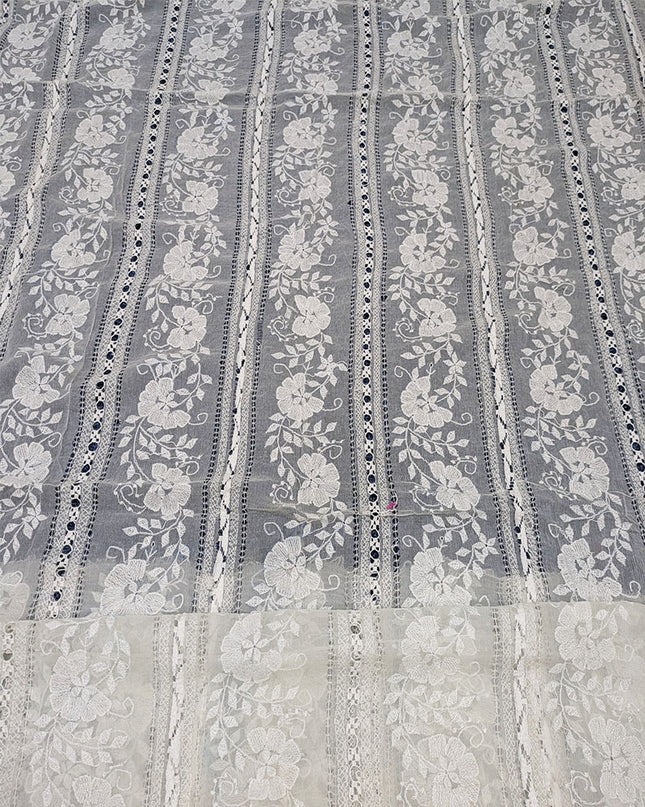 Dyeable Pure China Crinkle with Pakka Tanka + Tarkashi Work Dupatta