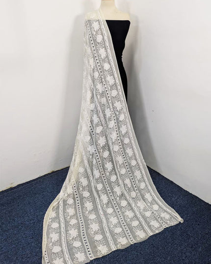 Handmade Pakka Tanka + Tarkashi Work Pure China Crinkle Dupatta (Dyeable)