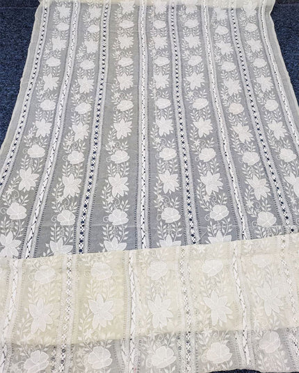 Handmade Pakka Tanka + Tarkashi Work Pure China Crinkle Dupatta (Dyeable)