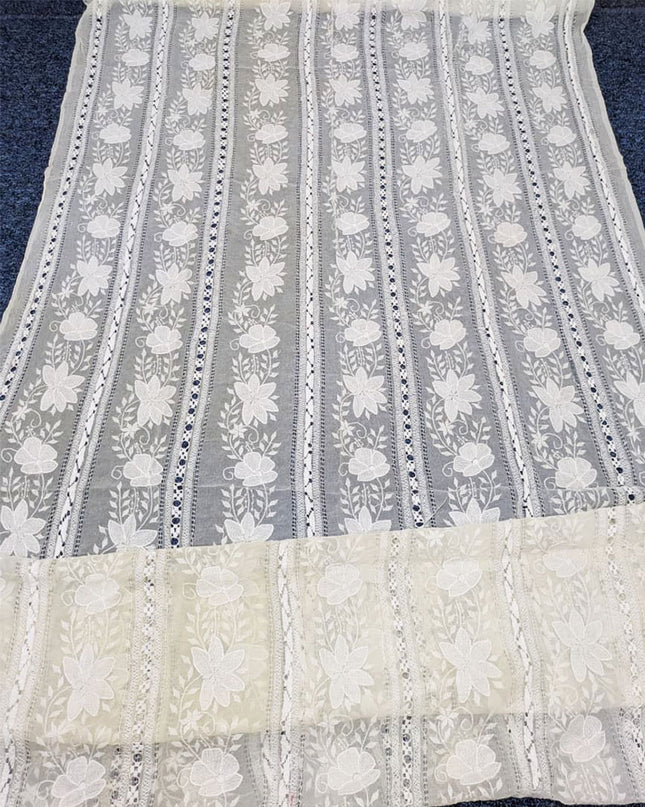 Handmade Pakka Tanka + Tarkashi Work Pure China Crinkle Dupatta (Dyeable)
