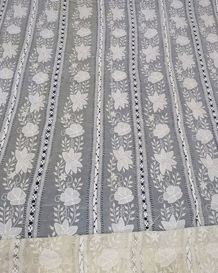 Handmade Pakka Tanka + Tarkashi Work Pure China Crinkle Dupatta (Dyeable)