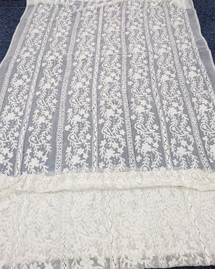 Pure China Crinkle with Pakka Tanka + Tarkashi Work Dyeable Dupatta