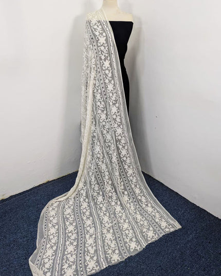 Dyeable Pure China Crinkle with Pakka Tanka + Tarkashi Work Dupatta