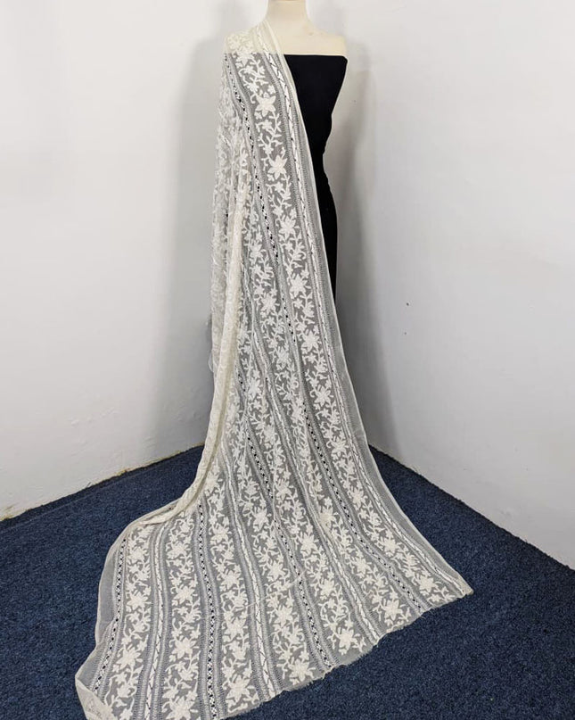 Dyeable Pure China Crinkle with Pakka Tanka + Tarkashi Work Dupatta