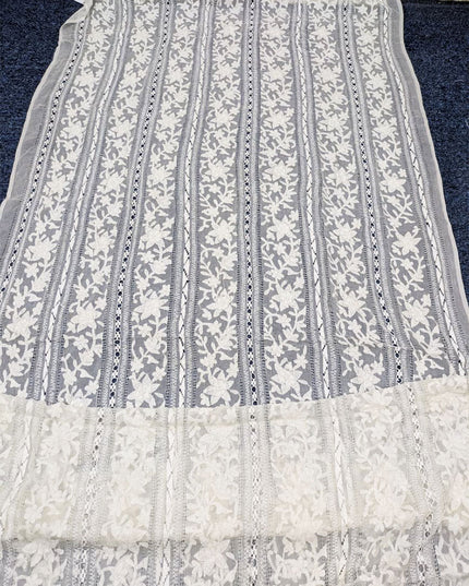 Dyeable Pure China Crinkle with Pakka Tanka + Tarkashi Work Dupatta