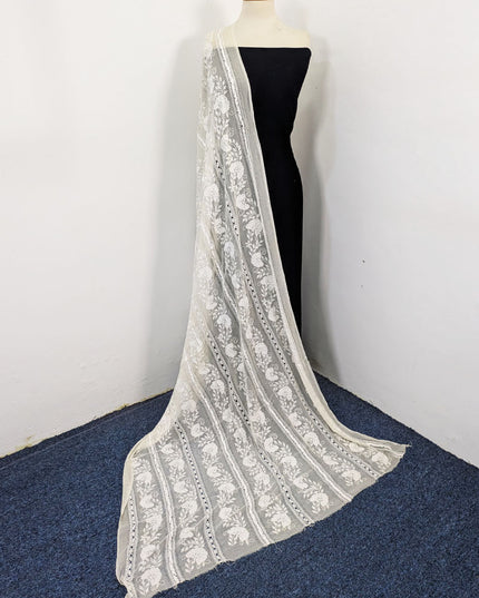 Handmade Pakka Tanka + Tarkashi Work Pure China Crinkle Dyeable Dupatta
