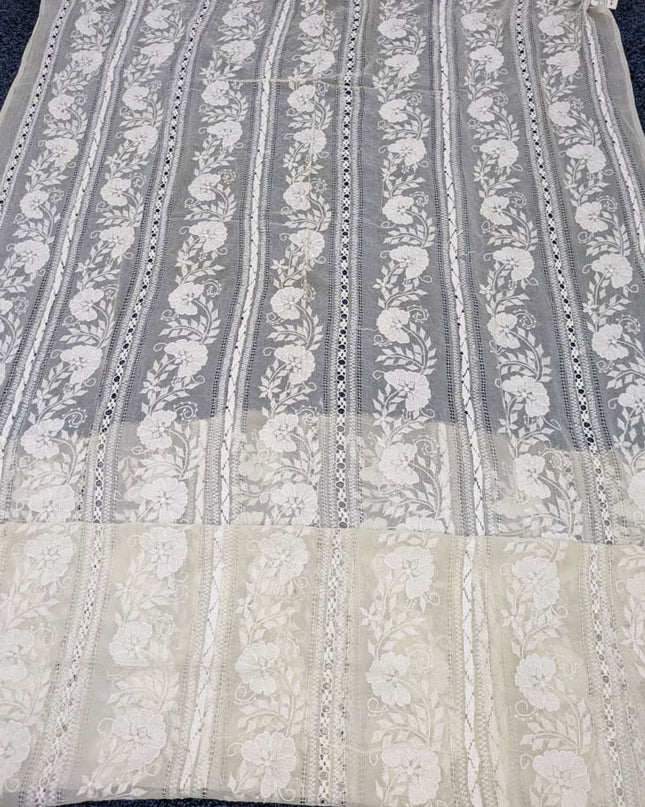 Handmade Pakka Tanka + Tarkashi Work Pure China Crinkle Dyeable Dupatta