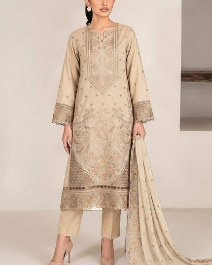 Embroidered Karandi Lawn with Crinkle Chiffon Dupatta 3Pc - Mah e Rooh (Mehak)