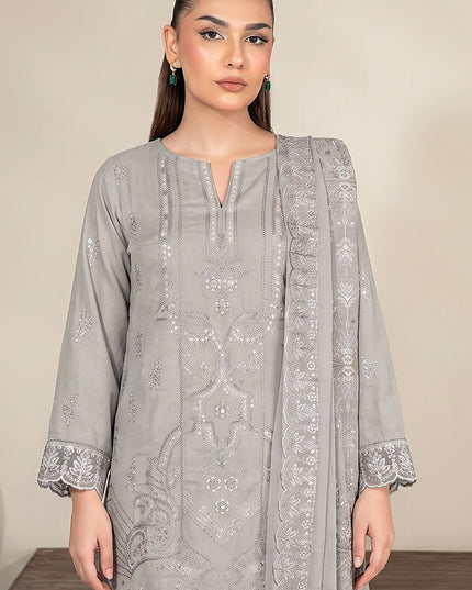 Embroidered Karandi Lawn with Crinkle Chiffon Dupatta 3Pc - Mah e Rooh (Mehak)