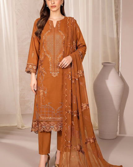 Embroidered Karandi Lawn with Crinkle Chiffon Dupatta 3Pc - Mah e Rooh (Mehak)