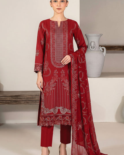 Embroidered Karandi Lawn with Crinkle Chiffon Dupatta 3Pc - Mah e Rooh (Mehak)