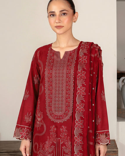 Embroidered Karandi Lawn with Crinkle Chiffon Dupatta 3Pc - Mah e Rooh (Mehak)