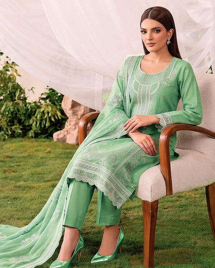 Embroidered Slub Viscose with Crinkle Chiffon Dupatta 3Pc - Mah e Rooh (Hiba)