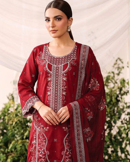 Embroidered Slub Viscose with Crinkle Chiffon Dupatta 3Pc - Mah e Rooh (Hiba)