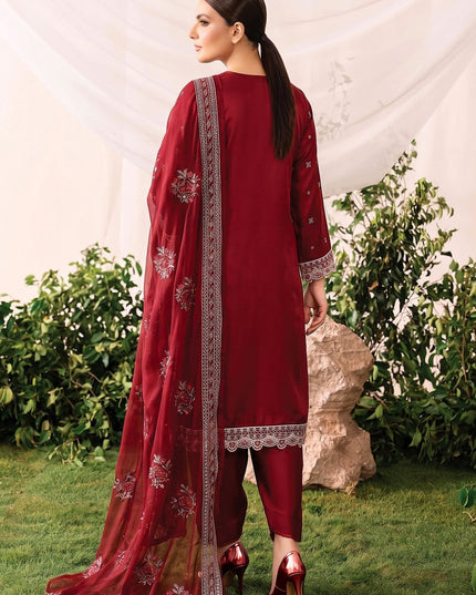 Embroidered Slub Viscose with Crinkle Chiffon Dupatta 3Pc - Mah e Rooh (Hiba)