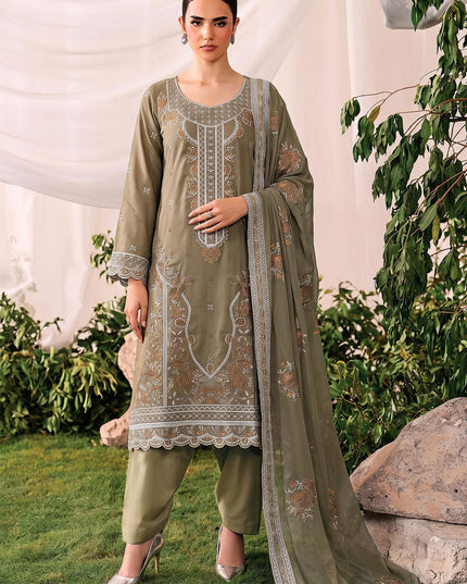 Embroidered Slub Viscose with Crinkle Chiffon Dupatta 3Pc - Mah e Rooh (Hiba)