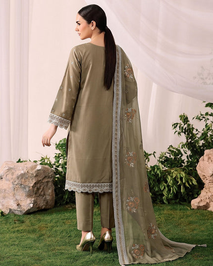 Embroidered Slub Viscose with Crinkle Chiffon Dupatta 3Pc - Mah e Rooh (Hiba)