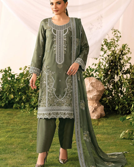 Embroidered Slub Viscose with Crinkle Chiffon Dupatta 3Pc - Mah e Rooh (Hiba)