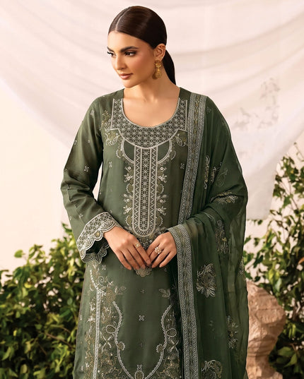 Embroidered Slub Viscose with Crinkle Chiffon Dupatta 3Pc - Mah e Rooh (Hiba)